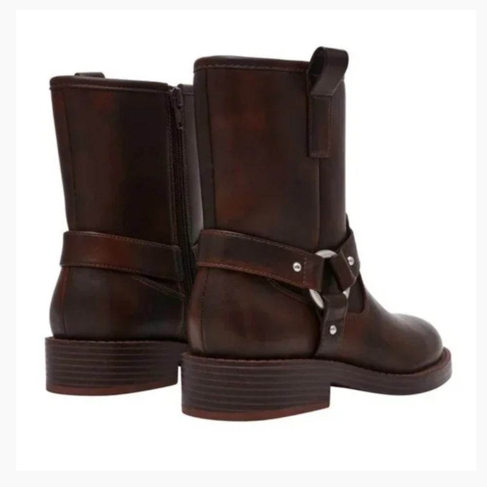 DV by Dolce Vita Brown Leather Harness Moto Boots - Picture 2 of 10